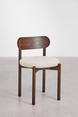 Chaises Bianca chêne foncé bouclé beige crème (lot de 4)
