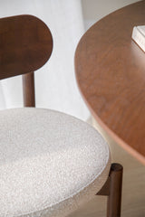 Chaises Bianca chêne foncé bouclé beige crème (lot de 4)