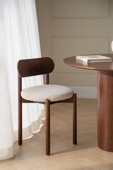 Chaises Bianca chêne foncé bouclé beige crème (lot de 4)