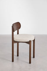 Chaises Bianca chêne foncé bouclé beige crème (lot de 4)