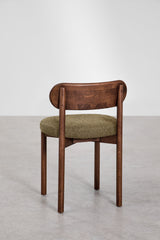 Chaises Bianca chêne foncé bouclé vert sauge (lot de 4)