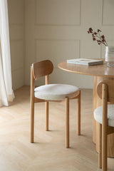 Chaises Bianca chêne naturel bouclé beige crème (lot de 4)