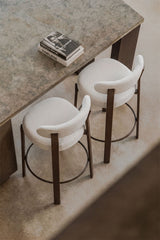 Tabouret Jolie Pack de 4 - Marron Bois Foncé / Chenille Beige Crème / H75