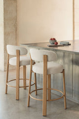 Tabouret Jolie Pack de 4 - Marron Bois / Chenille Beige Crème / H65