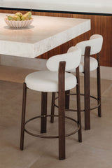 Tabouret Jolie Pack de 4 - Marron Bois Foncé / Chenille Beige Crème / H65