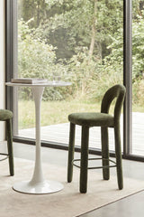 Pack de 4 tabourets Gianis en fer et chenille vert sauge