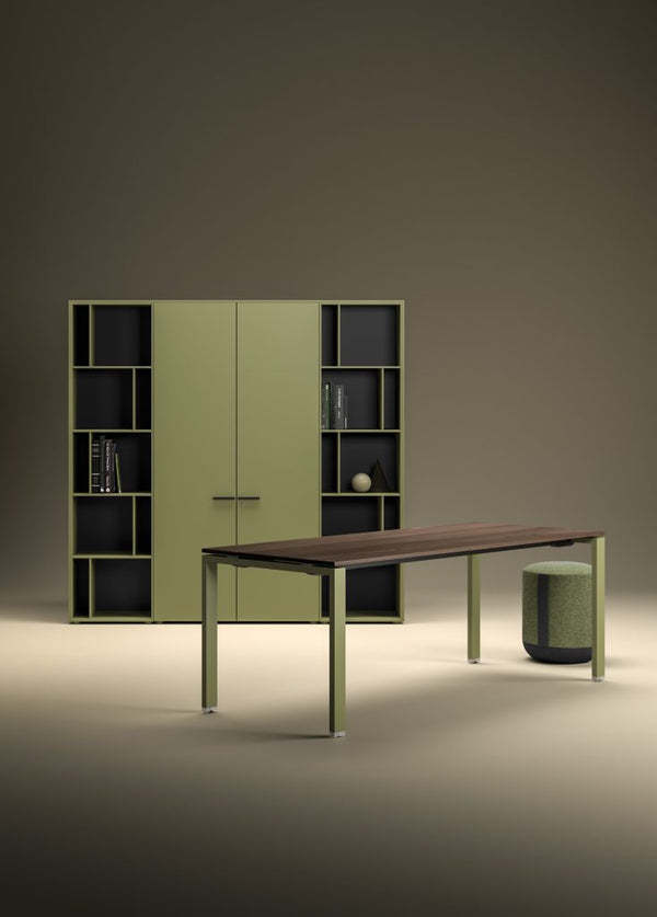 Bureau Glider 200x100cm — Blanc & Chêne naturel