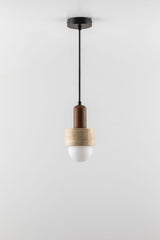 Suspension Davise travertin et bois Ø12
