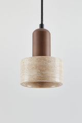 Suspension Davise travertin et bois Ø12