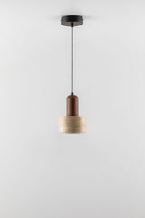 Suspension Davise travertin et bois Ø12
