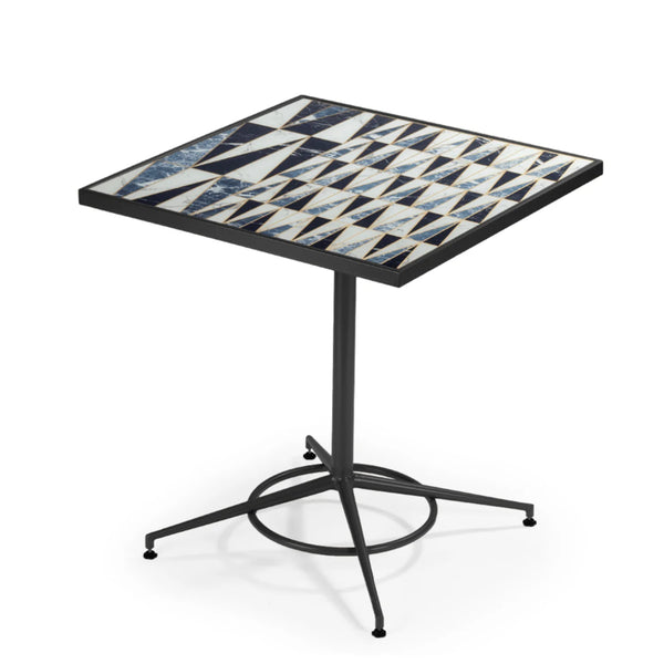 Table de diner Praga 70x70 — dining table: monochrome II printed glass top, black metal capri base