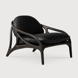 Fauteuil Vime, teck brun foncé, cuir noir semi-aniline - vue de profil