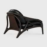 Fauteuil Vime, teck brun foncé, cuir noir semi-aniline - vue de profil 2