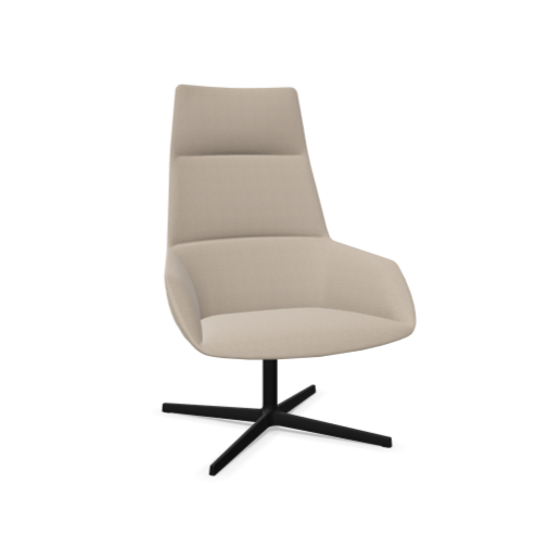 Fauteuil Dunas lounge dossier haut — Aluminium noir & Asis 132