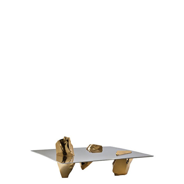 Table basse Sereno — Steel, gold