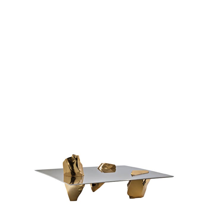 Table basse Sereno — Steel, gold