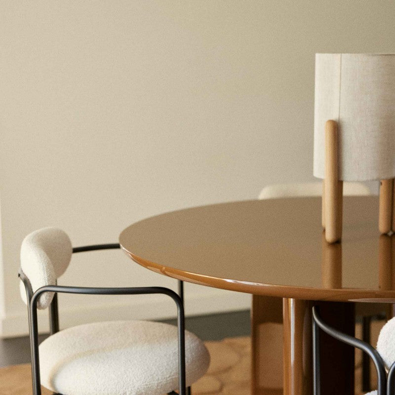 Table de diner JOE ronde — Laqué caramel