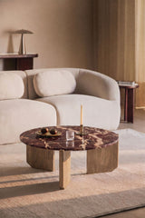 Table basse LAVINIA Marbre Rouge Cherry Gold ambiance