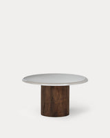 Table d'appoint ronde Fabio en bois de manguier foncé et métal - vue principale
