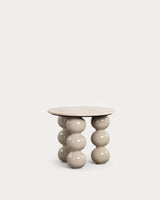 Table d'appoint ronde Mousa marbre travertin beige et métal - vue principale