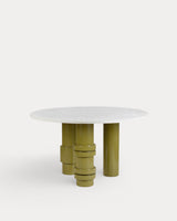 Table à manger ronde Atenas Ø140 cm terrazzo et bois de manguier