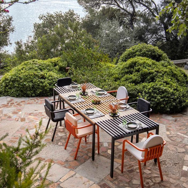 Table moyenne extensible Sutra — Teck, SG Noir satiné