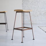 Tabouret haut DIEGO — Frêne et métal