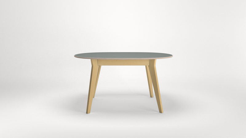 Table Mikado Ø120cm — Hêtre teinté Naturel & Fenix NTM Comodoro