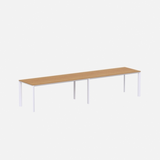 Table Laminar 2 plateaux 90x400x75cm — Aluminium blanc & Chêne naturel
