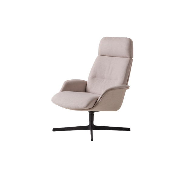 Fauteuil lounge Rever dossier haut coque tissu — Aluminium noir & Asis 132