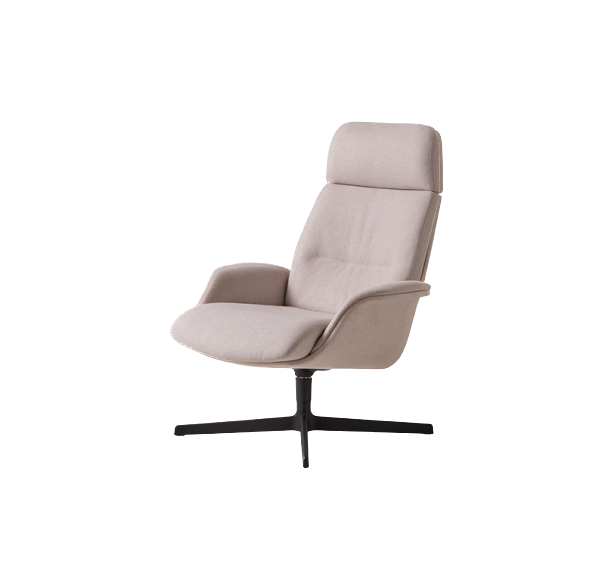 Fauteuil lounge Rever dossier haut coque tissu — Aluminium noir & Asis 132