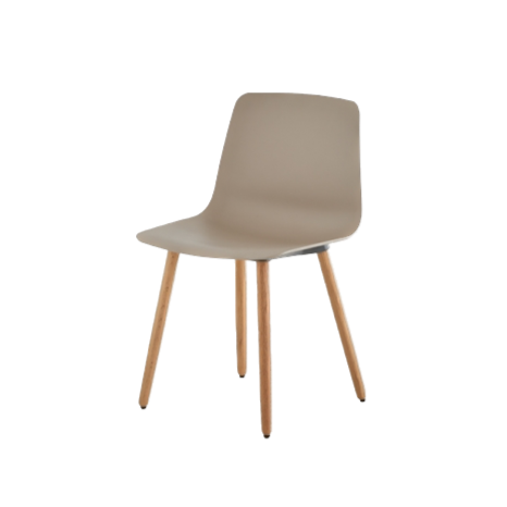 Chaise Varya XL 4 pieds en bois & coque plastique — Chêne naturel & G42