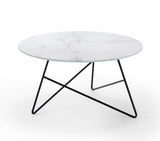 Table basse Ermione en verre-marbre 65cm — Blanc & Noir