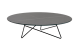 Table basse Ermione en verre-marbre 90cm — Noir