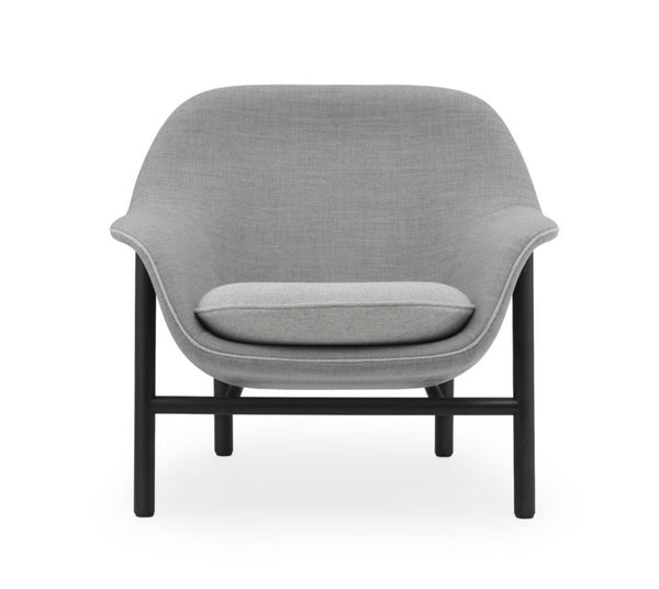 Fauteuil Drape Low en chêne noir — Gris Remix