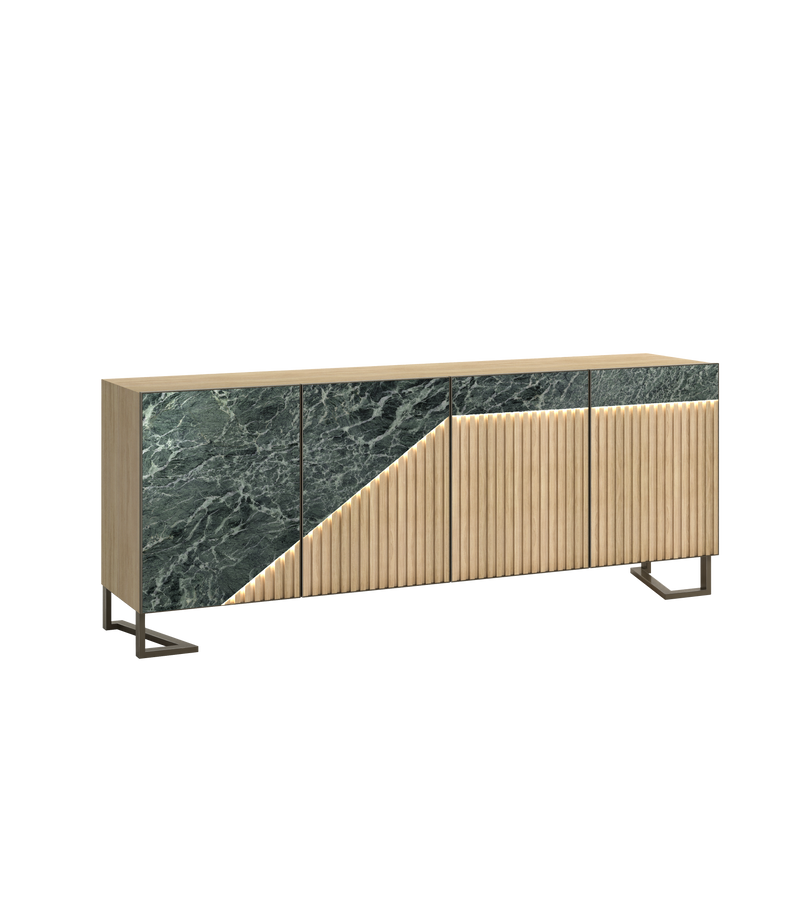 Buffet Oblique 205 - Pieds en fer bronze marron mirror — Chêne 71 & Céramique Kelya