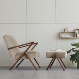 Pouf Retrostar - Velvet Line Premium — Walnut stain & Beige
