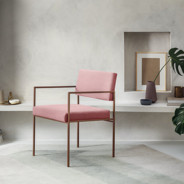 Chaise accoudoirs Cube — Rose, avec passepoil
