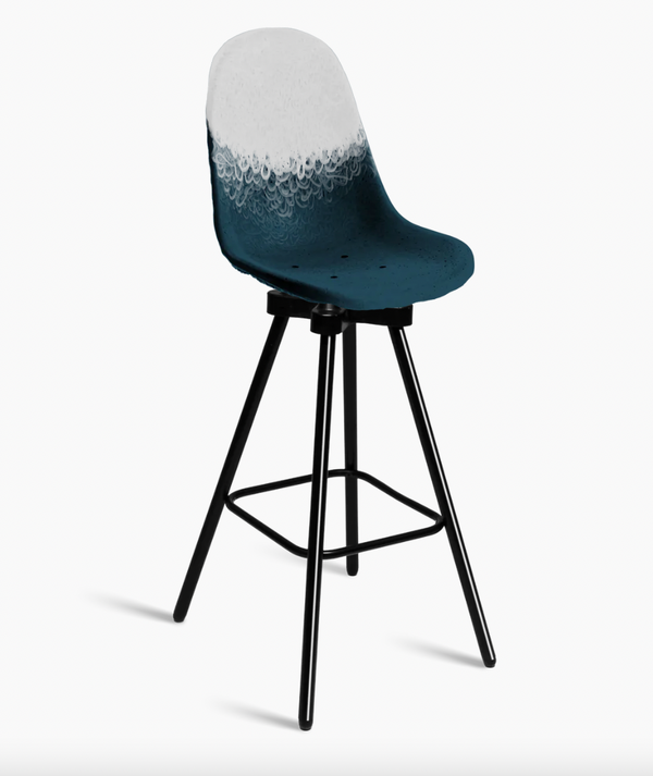 Tabouret Gravêne 7.6 en métal — Blanc cassé & Marine