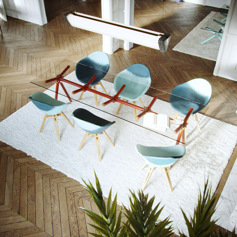 Fauteuil Gravêne 7.5 en métal — Bleu & Blanc