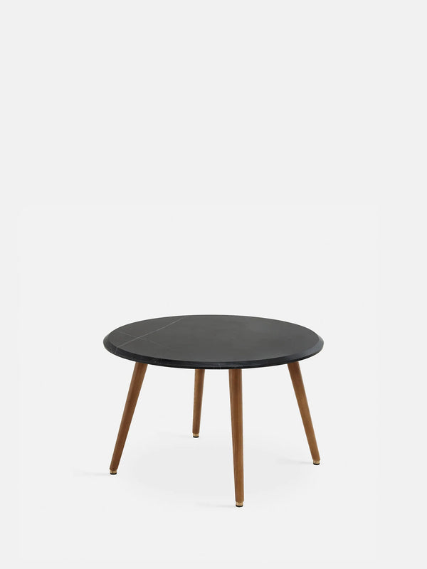 Table basse ronde Fox S Frêne 03 — Marbre Noir