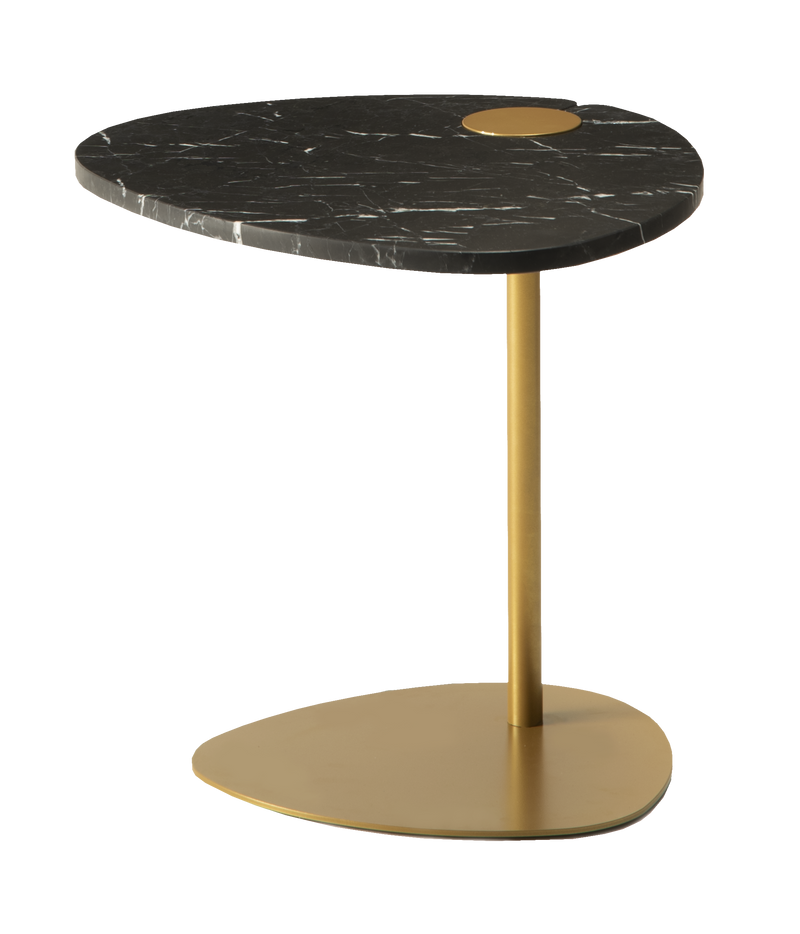 Table basse Hug — Marbre noir & Métal doré