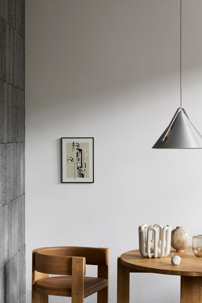 Chaise de diner Collector — Chêne foncé et cuir