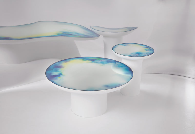 Table basse miroir Francis petite — Bleu & Jaune
