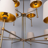 Lustre California moderne à deux niveau — Laiton 12 branches