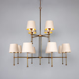Lustre California moderne à deux niveau — Laiton 12 branches