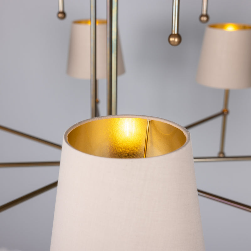 Lustre California moderne à deux niveau — Laiton 12 branches