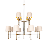 Lustre California moderne à deux niveau — Laiton 12 branches