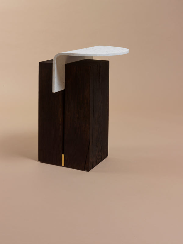 Table basse Ghan S en chêne teinté — Blanc
