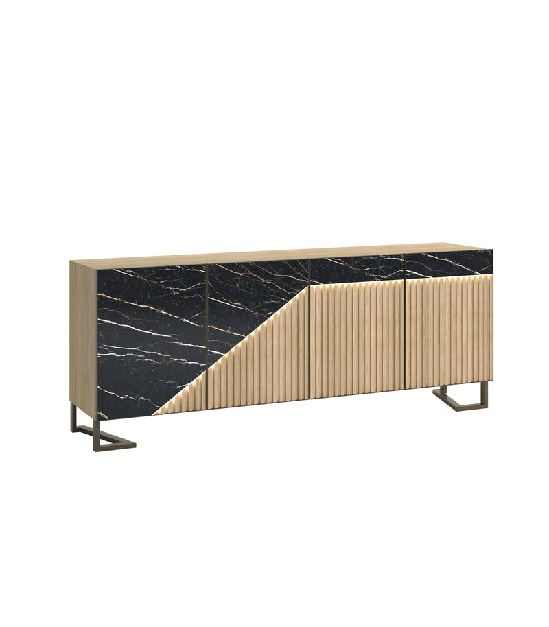 Buffet Oblique 220 - Pieds en fer bronze marron mirror — Chêne 71 & Céramique Laurent Florim Gloss